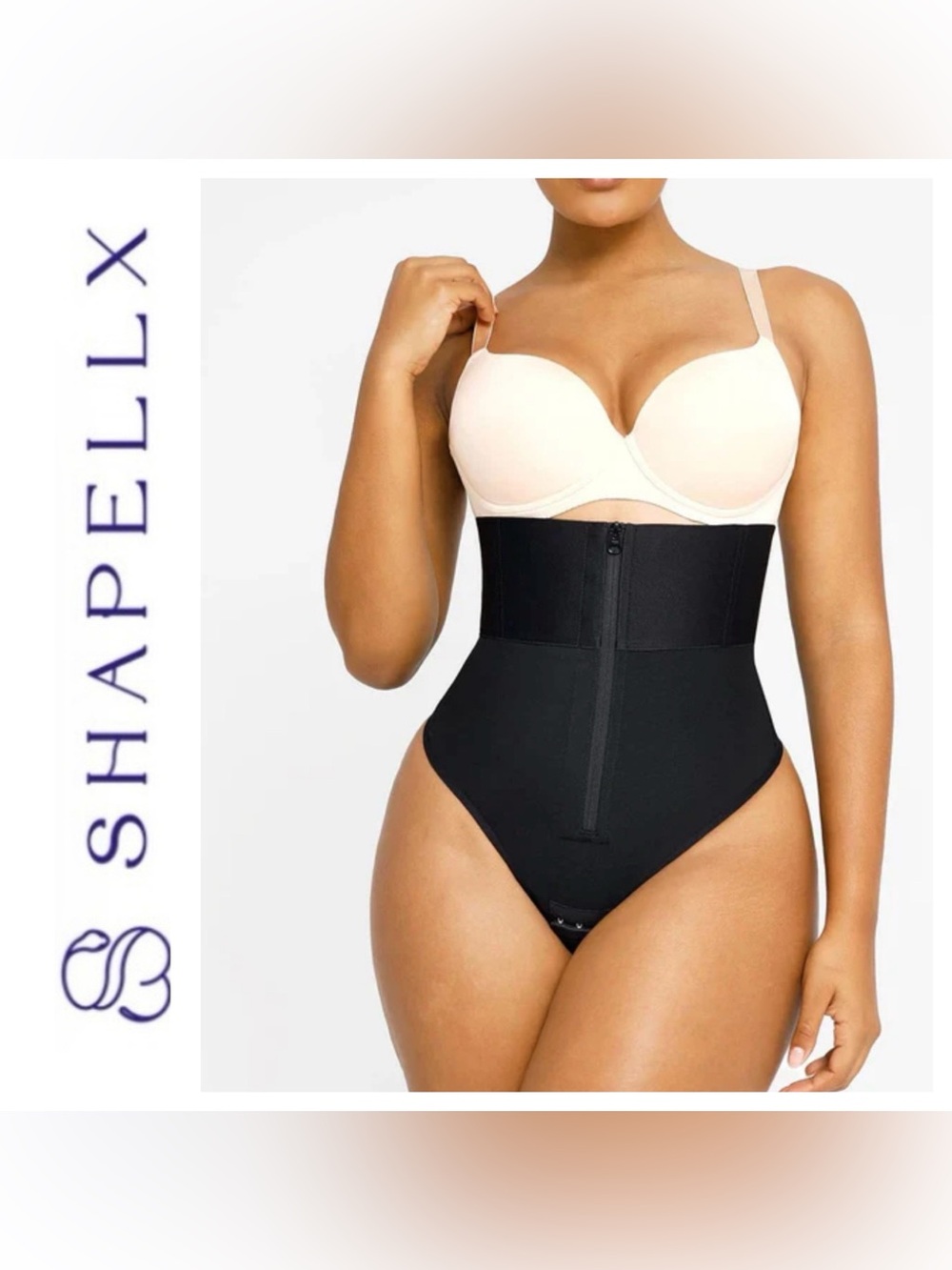 Shapellx Black AirSlim HighRise Body Sculping Thong Shaper Size XXL